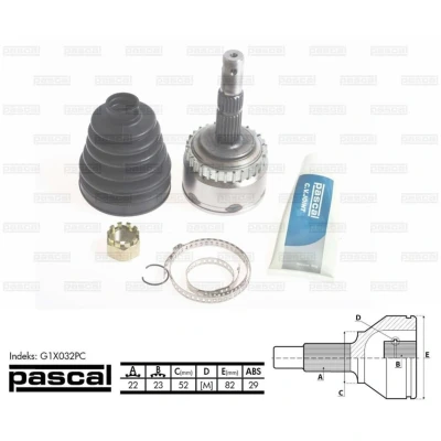 Afbeelding van Homokineet reparatie set, aandrijfas PASCAL G1X032PC