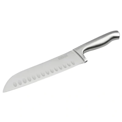 Afbeelding van Nirosta Santoku mes Star, scherp keukenmes, Japans roestvrij staal, handige greep, duurzaam universeel mes, gegroefd lemmet met de hand geslepen (lengte lemmet: ca. 18 cm), hoeveelheid: 1 stuk