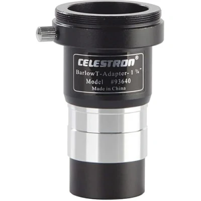 Afbeelding van Celestron 93640 1.25 Inch Universele Barlow en T Adapter, Zilver/Zwart