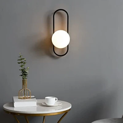 Afbeelding van KOSILUM Vintage wandlamp zwart en wit glas Belisto Warm licht verlichting woonkamer slaapkamer keuken hal 1 x max 40W E27 IP20