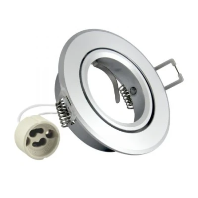 Afbeelding van Inbouw spot GU10 aluminium rond armatuur geborsteld zilver/zilver 85mm