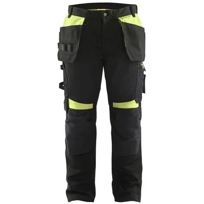 Afbeelding van Blaklader Werkbroek met spijkerzakken 1555 1860 Zwart/High Vis Geel C152