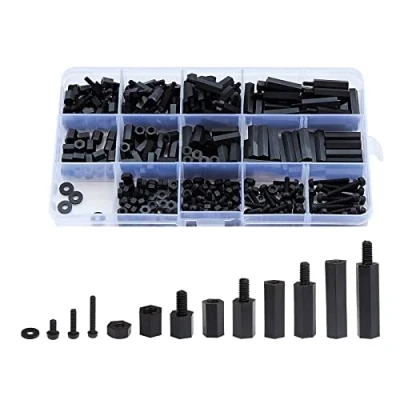 Afbeelding van Litorange 320 STKS M3 Mannelijke Vrouwelijke Nylon Hex Spacer Standoff Schroef Moer Schroefmoer Schroefdraad Pijler PCB Moederbord Diverse Assortiment Kit (Zwart)
