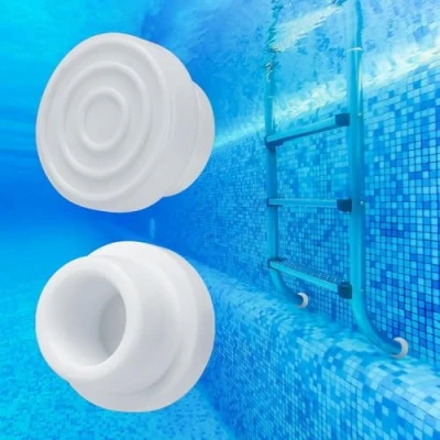 Afbeelding van 2 stuks zwembadladder, rubberen buffers, bumper, wit, accessoires, badladder, buffer, stoppen voor zwembadladders