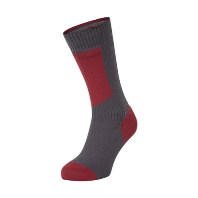 Afbeelding van SEALSKINZ Calza Impermeabile di Mezza Lunghezza del Freddo con Hydrostop, Grigio/Rosso/Bianco, X Large Calzini Unisex per Adulti, Scuro, XL