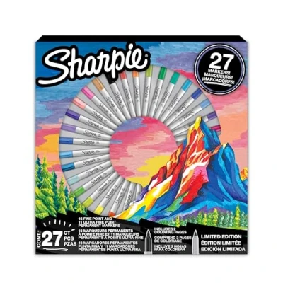 Afbeelding van Sharpie Permanente Markers Cadeauset Fijnpunt &amp; Ultrafijnpunt Kleurstiften Diverse Kleuren Inclusief 2 Kleurplaten 27