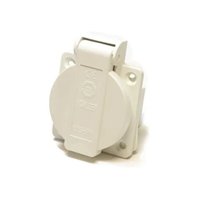 Afbeelding van HOLZER 8 stuks inbouwstopcontacten, Schuko aanbouw, stopcontact, 16 A vochtige ruimtes, PA6 / + flensafdichting (wit)