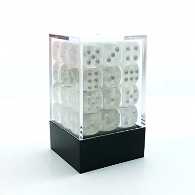 Afbeelding van Bescon 12mm 6 zijdige dobbelstenen 36&quot; bakstenen doos, zeszijdige dobbelsteen (36) blok dobbelstenen, doorschijnend wit met pitten