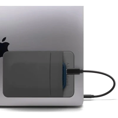 Afbeelding van Afterplug 2 Vaks Zelfklevende Zak voor Laptop, compatibel met externe SSD, slanke muizen, USB kabel en meer Grijs