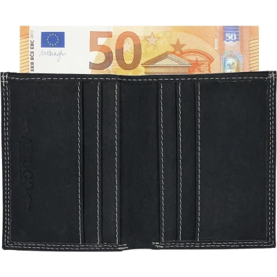 Afbeelding van Pasjeshouder Creditcardhouder Kaarthouder Briefgeld Buffelleer Zwart Arrigo