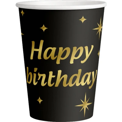 Afbeelding van Bekers Happy Birthday Classy 250ml 8 stuks
