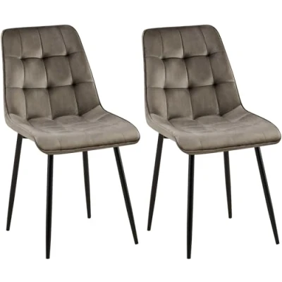 Afbeelding van CLP Gifford Set van 2 eetkamerstoelen klassiek zonder armleuning Velvet fluweel Fluweel/antraciet