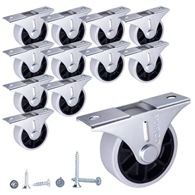 Afbeelding van SKIR&#039;CO (12 stuks) 40 mm rubberen wielen, meubelwielen, vaste niet draaibaar, inclusief schroeven
