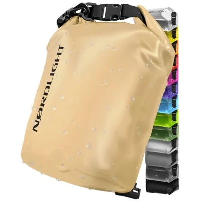Afbeelding van Nordlight Dry Bag en Waterdichte Tas (5L, Beige) verpakkingstas met rolsluiting schouderriem Zwemmen, strand, kanoën, staand peddelen, duiken