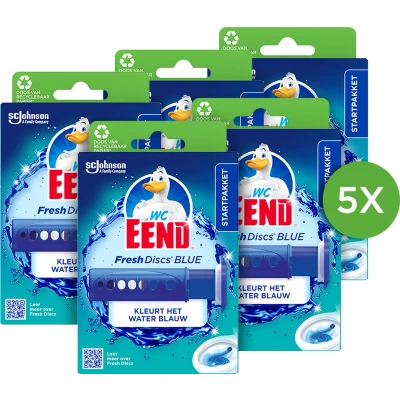 Afbeelding van 5x WC Eend Fresh Discs Houder Coloring Blue 36 ml