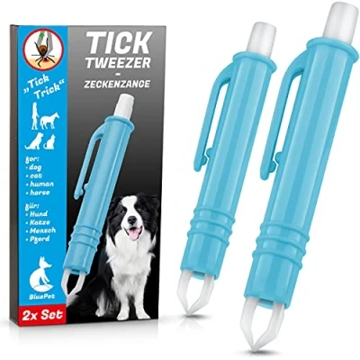 Afbeelding van BluePet 2 x automatische tekentang, betrouwbare tekenpincet voor honden, katten, paarden en mensen, perfect elke tekenknoodset
