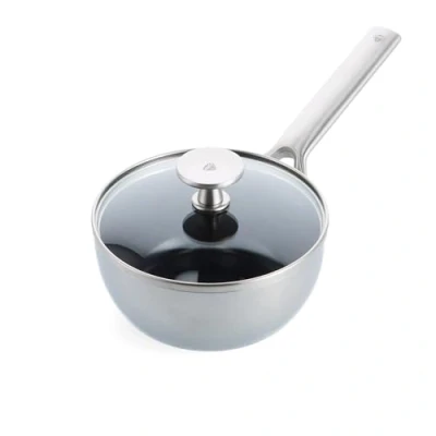 Afbeelding van Blue Diamond Triple Steel Roestvrij Staal met Diamant Versterkt Keramisch Anti aanbak 16 cm/1,2l Chef Hapjespan Deksel, PFAS vrij, RVS, Multi Clad,Inductie,Vaatwasserbestendig,Ovenbestendig,Zilver