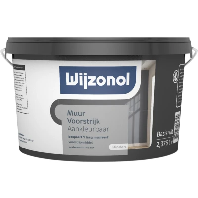 Afbeelding van Wijzonol Muurvoorstrijk Aankleurbaar 2,5 Liter op Kleur Mat Binnen
