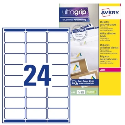 Afbeelding van Avery L7159 15 stuks 360 etiketten kunstdruk laser 63,5 x 33,9 mm wit