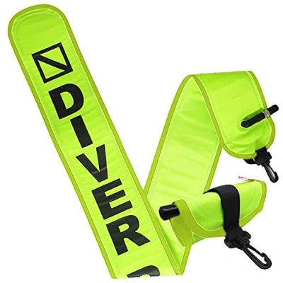 Afbeelding van Scuba Choice Duiken 4&#039; Neon Gele Oppervlakte Marker Signaalbuis met Plastic Clip