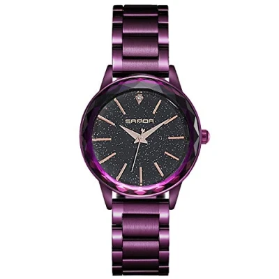 Afbeelding van RORIOS Mode Vrouwen Horloges Sterrenhemel armband Roestvrij Staal Band Quartz Analoog Waterdicht, Paars.,