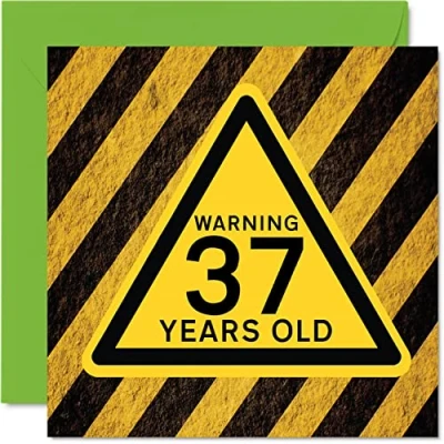 Afbeelding van Leuke 37e verjaardagskaarten voor mannen vrouwen Waarschuwing Happy Birthday Card papa mama zoon dochter broer zus oom tante neef, 145 mm x grappige humor grap wenskaarten