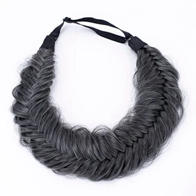 Afbeelding van CAISHA Gevlochten Haarband Haarstukje Haaraccessoires Donkergrijze Mix HZ302