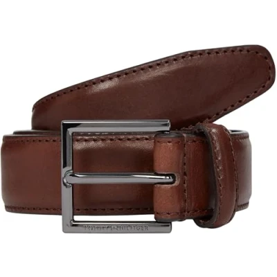 Afbeelding van Tommy Hilfiger Hudson leren herenriem van 3 cm, Bruin (koffieboon), 80