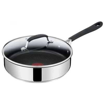 Afbeelding van Jamie Oliver By Tefal Quick &amp; Easy E3033344 roestvrij staal 25cm inductie braadpan met glazen deksel