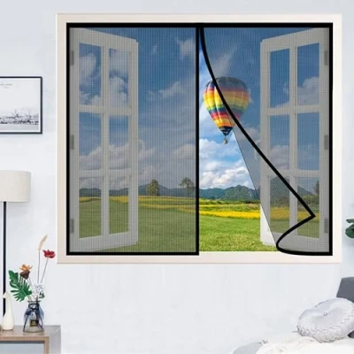 Afbeelding van magnetisch vliegengaas voor ramen 175 x 170 cm, raamdeur, zelfaanzuigend superfijn gaas premium tuindeuren, zwart