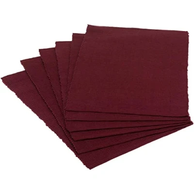 Afbeelding van DII Basic Everyday geribbeld tafelblad 100% katoen, placematset, 13x19, BlackBerry, 6 delig