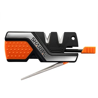 Afbeelding van 6 in 1 Multi Purpose Messenslijper &amp; Survivalhulpmiddel, slijpt en polijst alle buiten keukenmessen (3 schuurmiddelen, wolfraamstaal voor grof, diamant speciaal keramiek fijn)