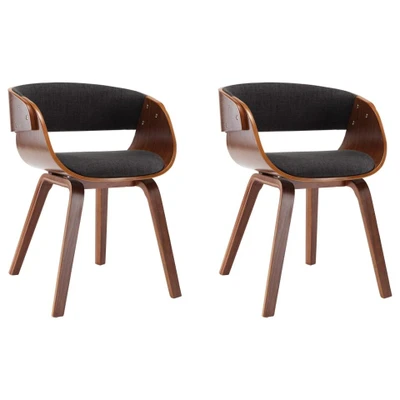 Afbeelding van Eetkamerstoelen 2 st gebogen hout en stof grijs