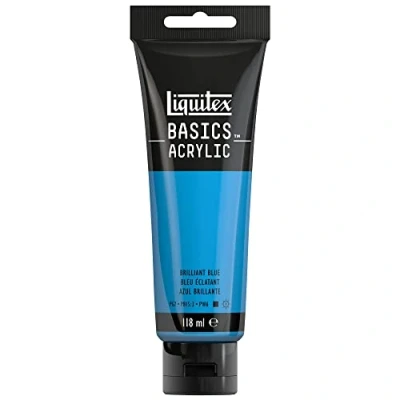 Afbeelding van Liquitex Basics 8870065 Monopigmenteerde acrylverf, kunstenaarspigmenten, lichtecht, gemiddelde viscositeit, archiefkwaliteit, zijdeglanzende afwerking, 118ml Brilliant Blue