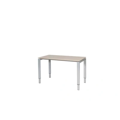 Afbeelding van Domino bureau, hoogte instelbaar (62 85cm) met 120x60cm &#039;zwevend&#039; lindberg (licht) eiken 25mm blad en aluminium (RAL9006) N poot frame.
