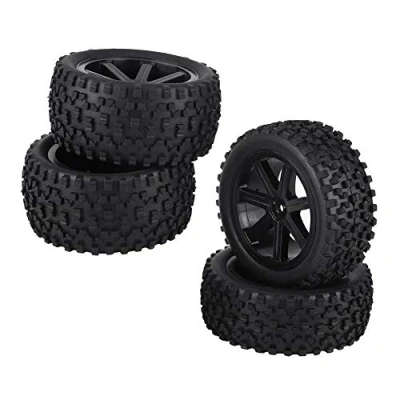 Afbeelding van RC Car Gummireifen, 4 St¨¹ck Truck Gummireifen Rad Reifen Zubeh?rteile f¨¹r 1/10 ZD Racing Buggy Crawler Car( Schwarz )