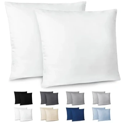 Afbeelding van Dreamzie Kussensloop 65 x cm, Set van 2 Kussenslopen, Wit met Ritssluiting, Microvezel, Zacht,