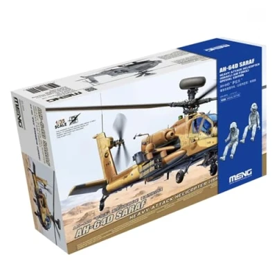 Afbeelding van 1:35 MENG QS005S Boeing AH 64 Apache 64D SARAF Saraph met 2 Figuren Plastic Modelbouwpakket