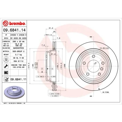 Afbeelding van Brembo Remschijf 09.6841.11