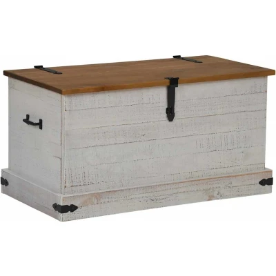 Afbeelding van vidaXL Opbergkist HALDEN wit 91x48x47 cm massief grenenhout