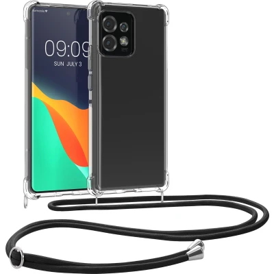 Afbeelding van kwmobile telefoonhoesje geschikt voor Motorola Edge 40 Pro / Edge+ (2023) Hoesje met telefoonkoord Back cover in transparant zwart