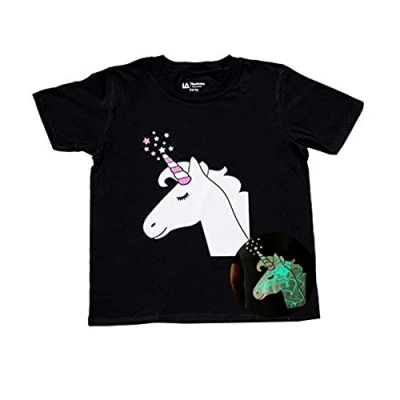 Afbeelding van Interactief Glow In the dark T shirt (Eenhoorn, 9 11 Jaar)