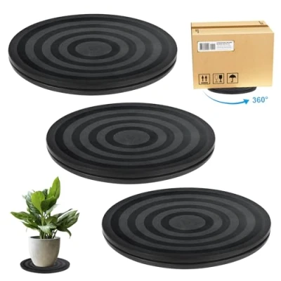 Afbeelding van 3 stuks draaischijf, 20 cm, universeel draaiplateau, zwart, 360 graden roterende draaiplaat, draaiplatform met stalen kogellagers, ronde draaischijf voor monitor, tv, laptops, handwerk, planten