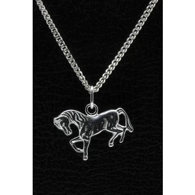 Afbeelding van Zilveren Paard ketting hanger vlak