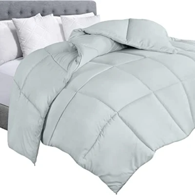 Afbeelding van Utopia Bedding dekbed dekbedovertrek gewatteerd met hoeklussen doos gestikt alternatief (Queen, lichtgrijs) (UB2475)