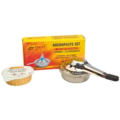Afbeelding van Favorit brander set; geschikt voor fondues, hete stenen, enz.; met brandpasta, pure biologische alcohol; verbrandt roetvrij 1808