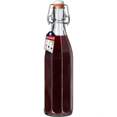 Afbeelding van Kadax Universele fles met beugelsluiting, dichte beugelfles, vintage glazen fles, drinkfles, likeurfles, sapfles, 1000 ml, 1 stuk