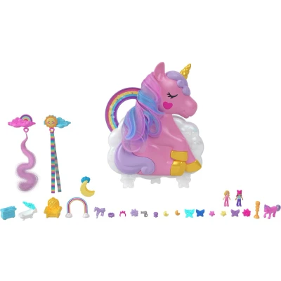 Afbeelding van Mattel Polly Pocket Salon van de Regenboog Eenhoorn