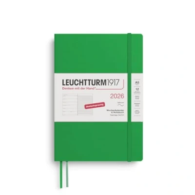 Afbeelding van LEUCHTTURM1917 372497 weekkalender &amp; notitieboek medium (A5) 2026, 12 maanden, softcover, Spring Leaf, Duits