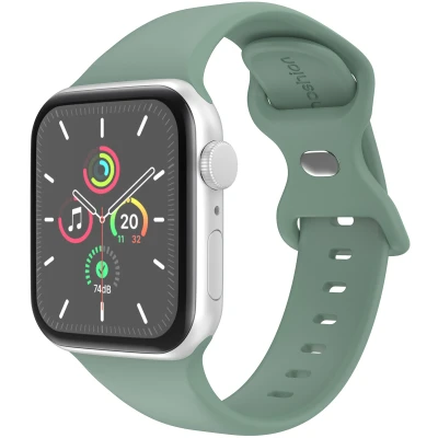 Afbeelding van Apple Watch Siliconen+ bandje Groen Geschikt voor Series1/2/3/4/5/6/7/8/9/10/SE (38/40/41 mm) Series 10 (42 Pine Maat S/M